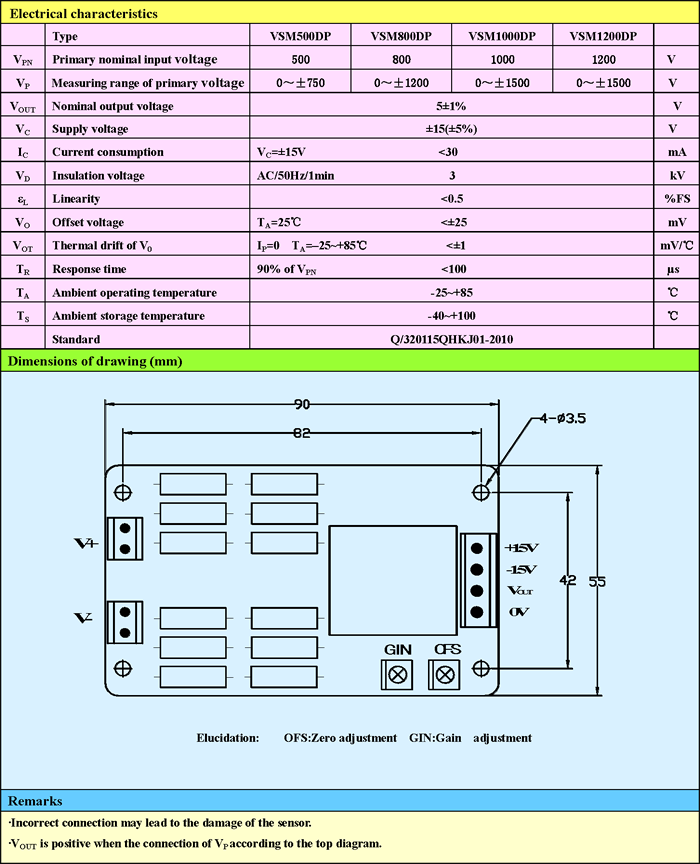 VSM1200DP Hall Effect Voltage Sensors VSM1200DP Hall Effect Voltage Sensors